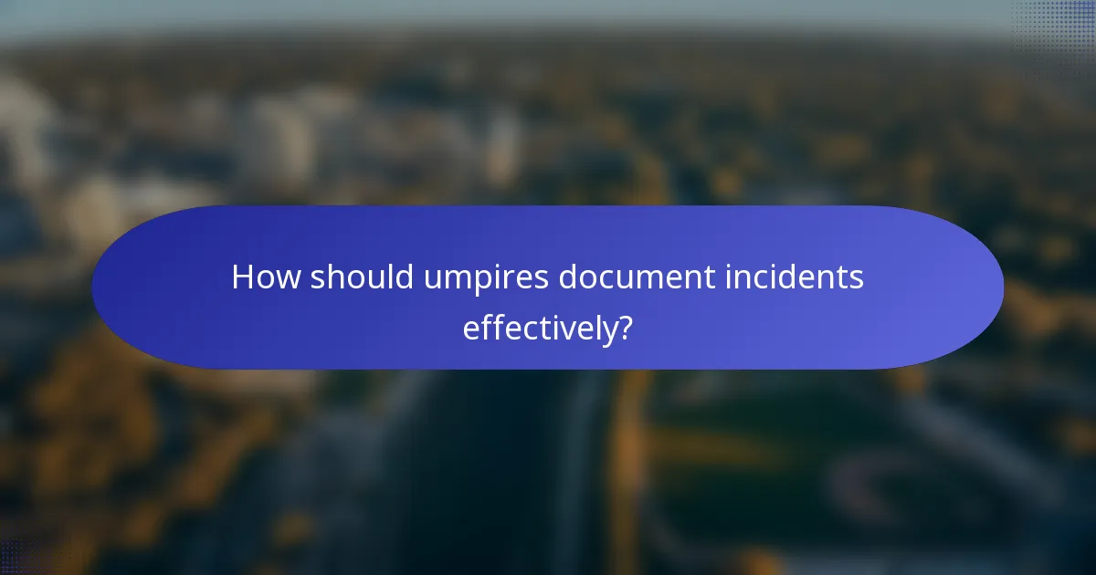 How should umpires document incidents effectively?