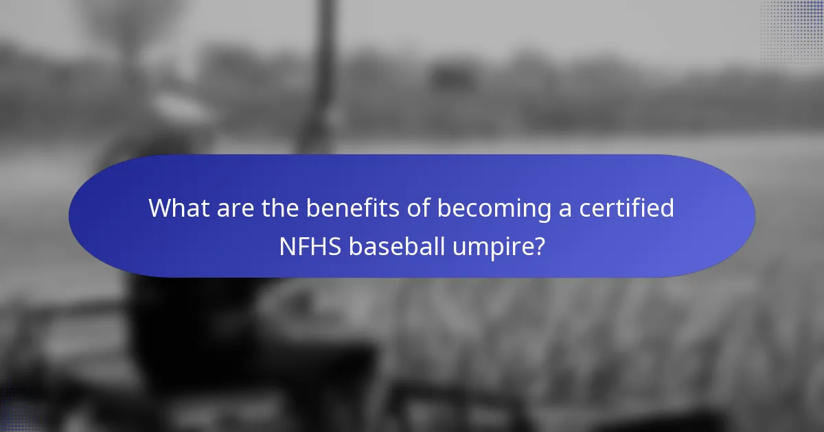 What are the benefits of becoming a certified NFHS baseball umpire?